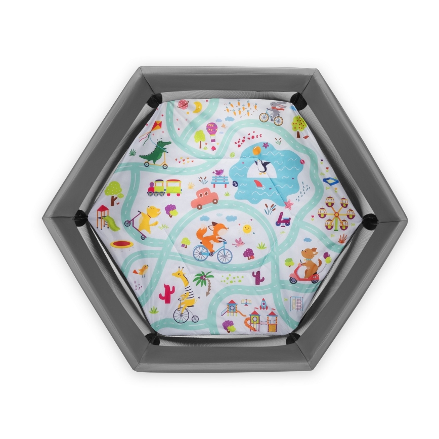 Lionelo - Hracia ohrádka ROEL Šedá Multicolor
