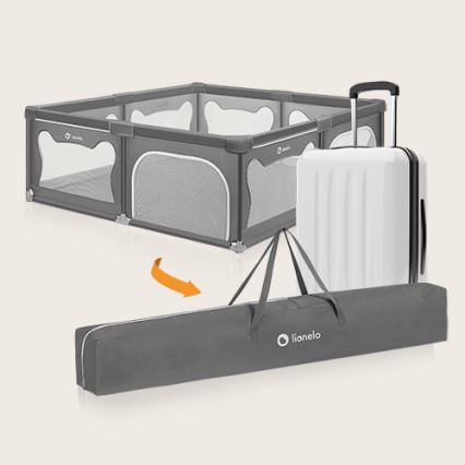 Detská ohrádka sa skladá do prenosnej tašky. Súčasťou je aj cestovná taška.