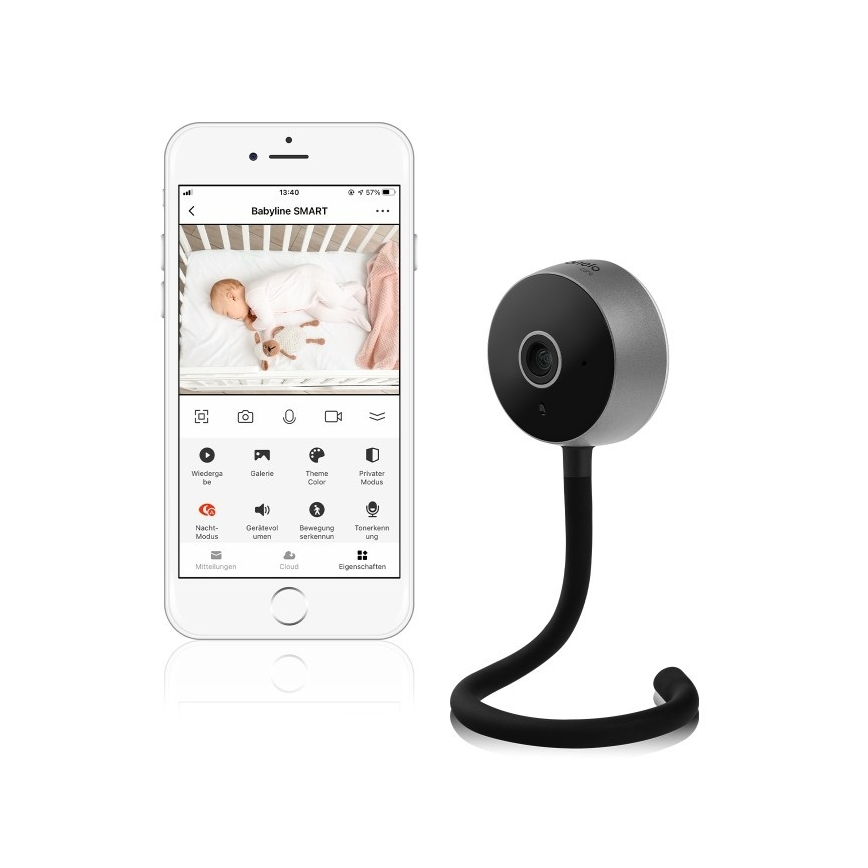 Lionelo - Inteligentná detská chôvička BABYLINE SMART Wi-Fi čierna