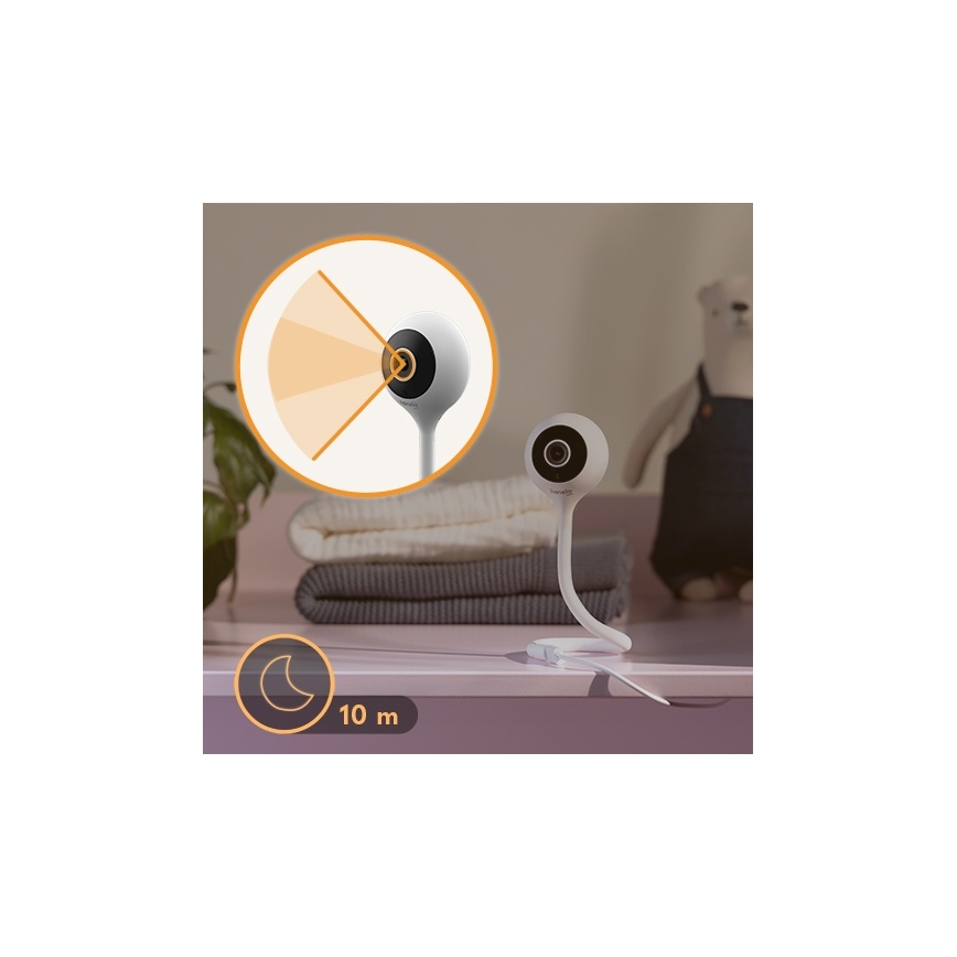 Lionelo - Inteligentný detský monitor BABYLINE SMART Wi‑Fi Biela