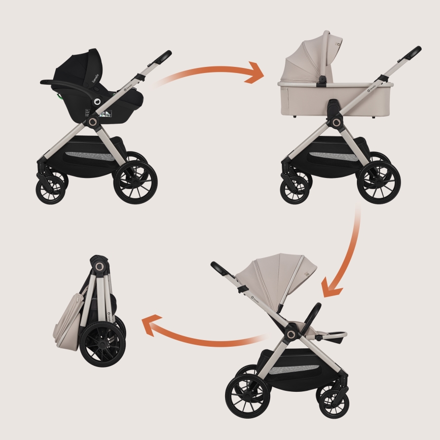 Lionelo - Kombinovaný kočík 3 v 1 LAYLA Beige Sand