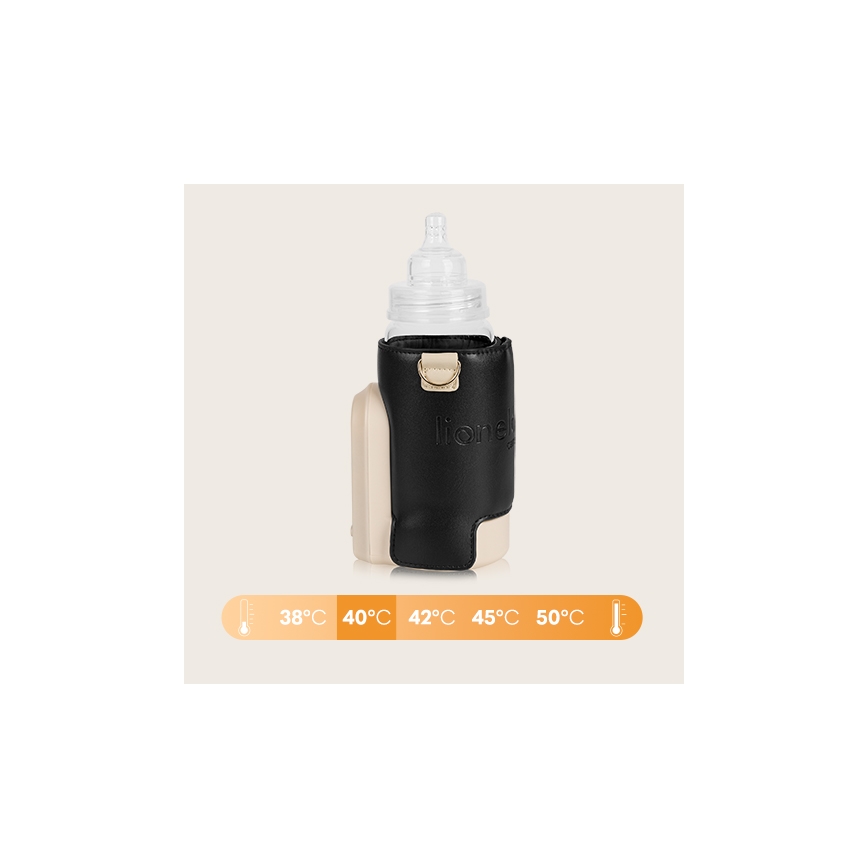 Lionelo - Nabíjací ohrievač fľašiek THERMUP GO EVO 18W/5V čierna/béžová