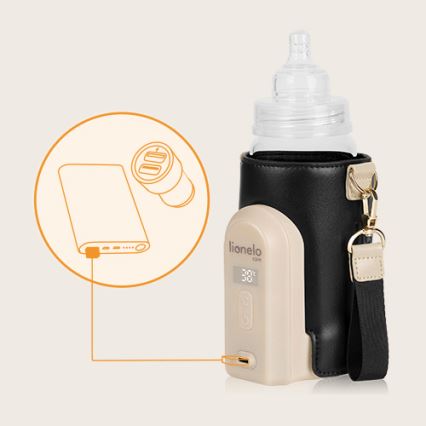 Lionelo - Nabíjací ohrievač fľašiek THERMUP GO EVO 18W/5V čierna/béžová