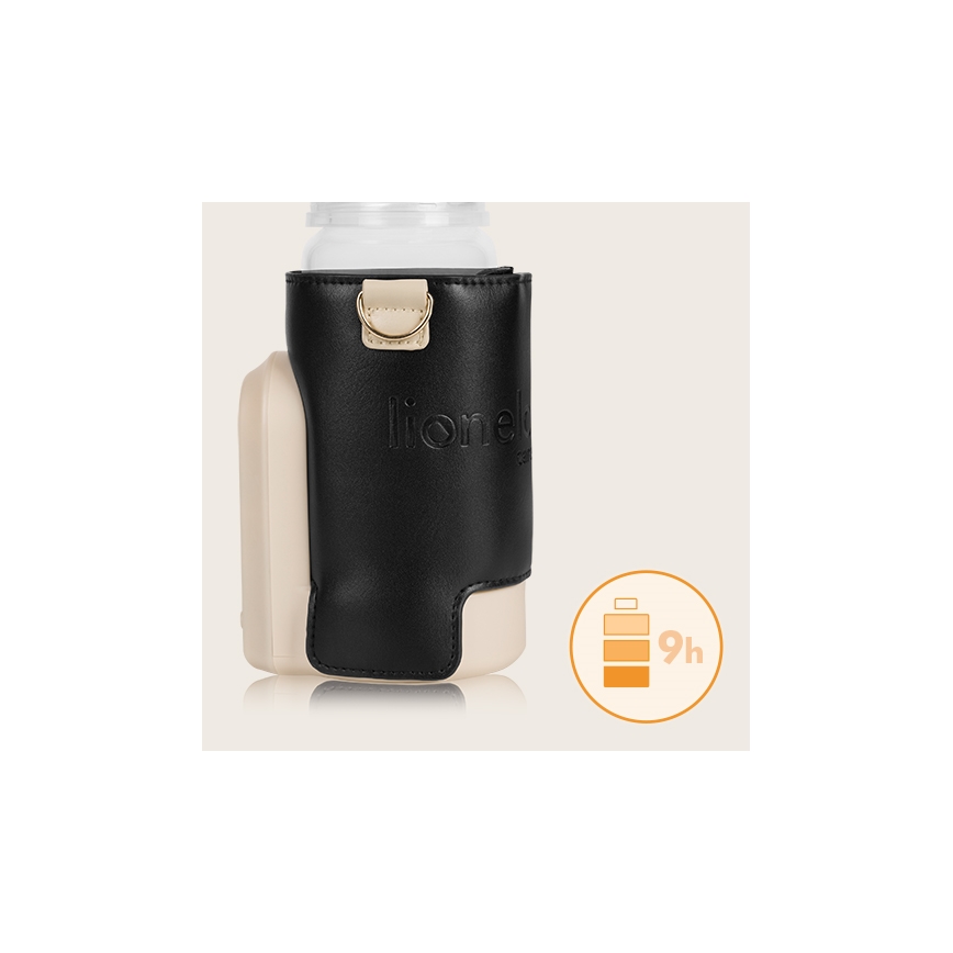 Lionelo - Nabíjací ohrievač fľašiek THERMUP GO EVO 18W/5V čierna/béžová