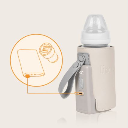 Lionelo - Nabíjací ohrievač fľašiek THERMUP GO PLUS 10W/5V béžová