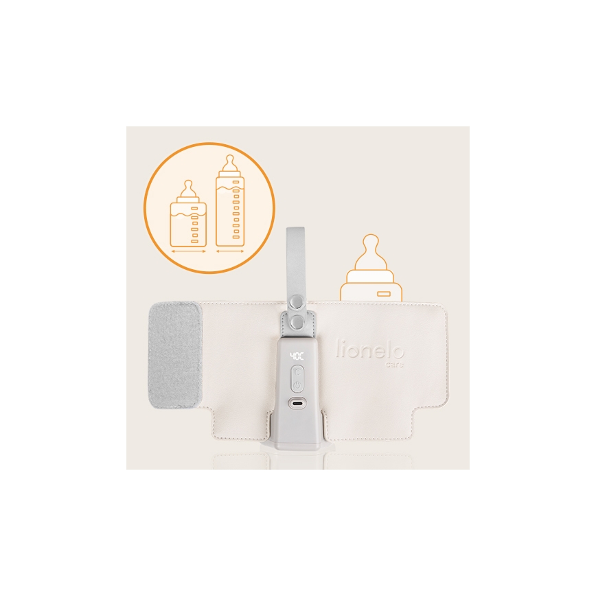 Lionelo - Nabíjací ohrievač fľašiek THERMUP GO PLUS 10W/5V béžová