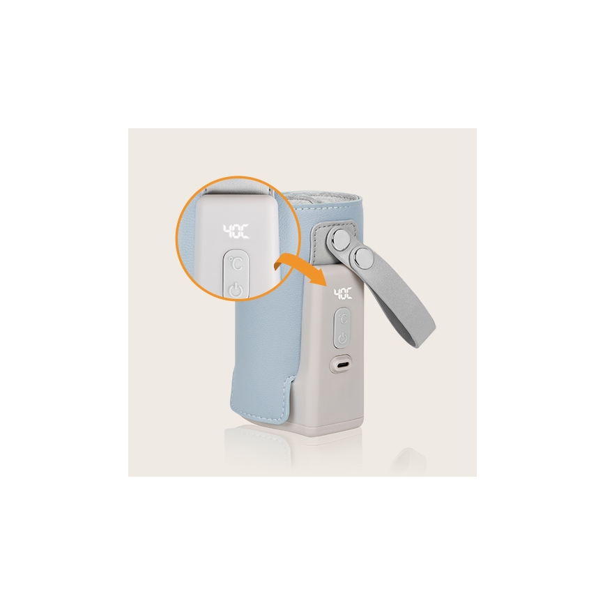 Lionelo - Nabíjací ohrievač fľašiek THERMUP GO PLUS 10W/5V modrá/šedá