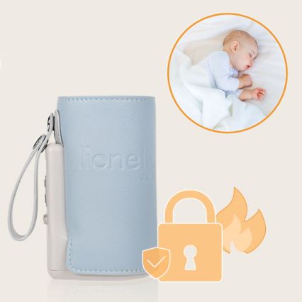 Lionelo - Nabíjací ohrievač fľašiek THERMUP GO PLUS 10W/5V modrá/šedá