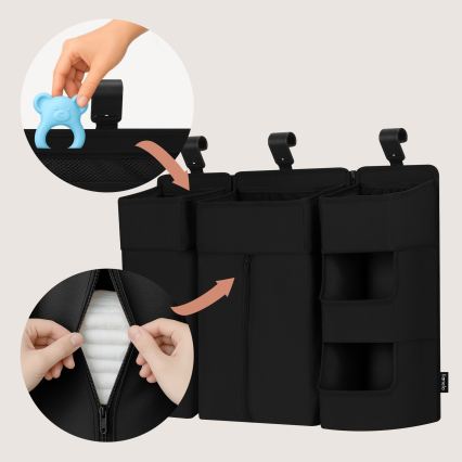 Lionelo - Organizér na postieľku 3v1 SIDEPOCKET Čierny