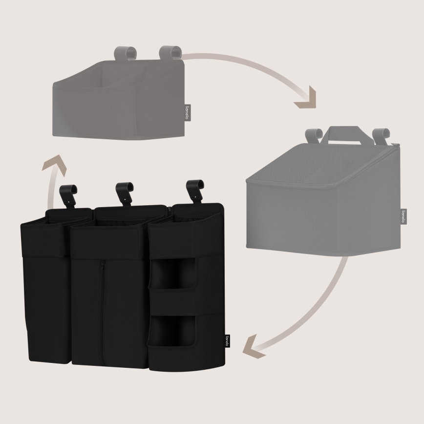 Lionelo - Organizér na postieľku 3v1 SIDEPOCKET Čierny