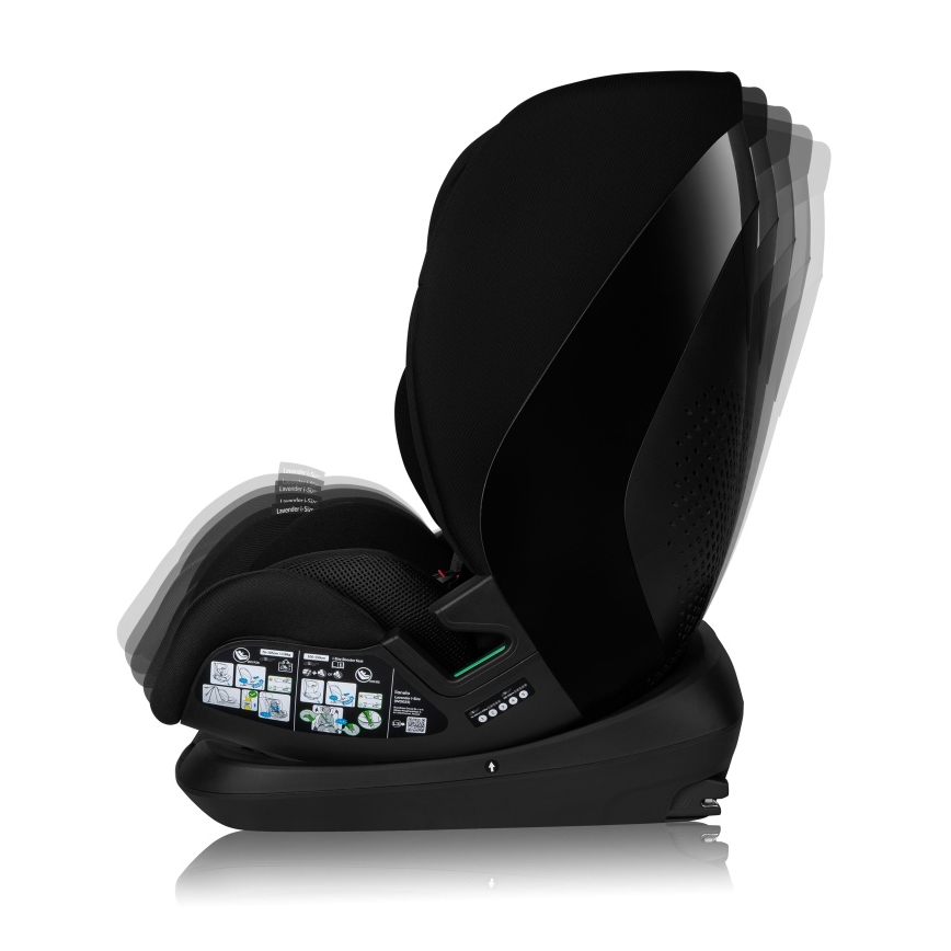 Lionelo - Otáčacia autosedačka so základňou LAVENDER i-Size 76-150 cm Black Carbon