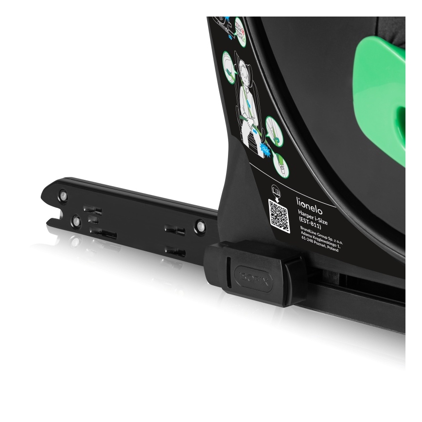 Lionelo - otočná autosedačka s bázou HARPER i-Size 76-150 cm Black Carbon