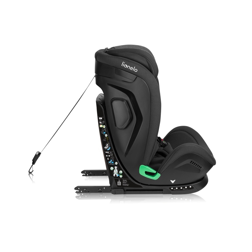 Lionelo - otočná autosedačka s bázou HARPER i-Size 76-150 cm Black Carbon