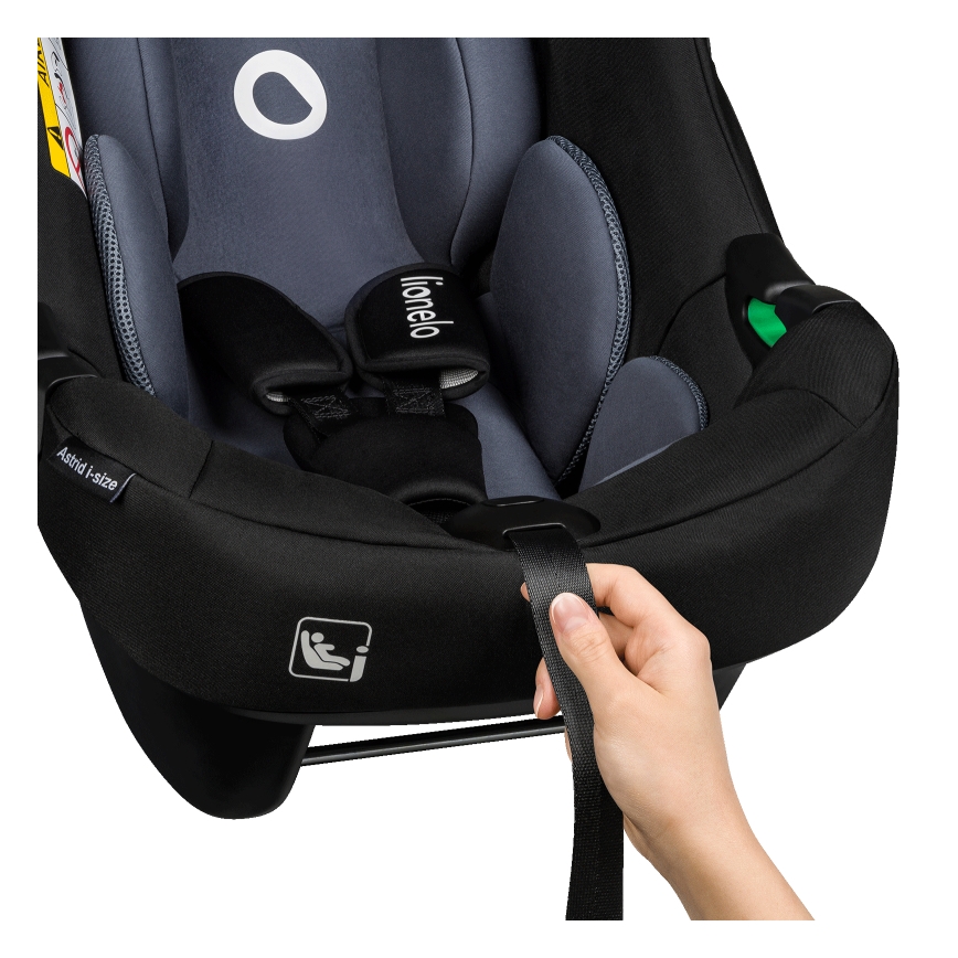 Lionelo - Otočná autosedačka so základňou ASTRID SET i-Size 40-87 cm Čierna/Sivá