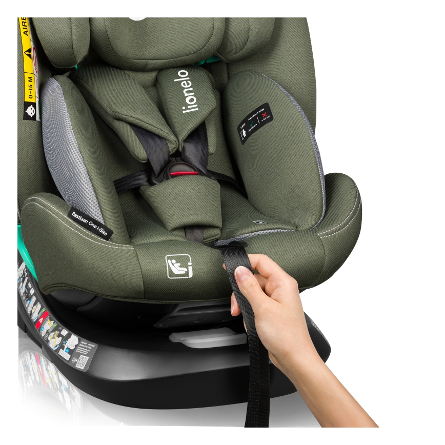 Lionelo - Otočná autosedačka so základňou BASTIAAN ONE i-Size 40-150 cm olivovo-zelená