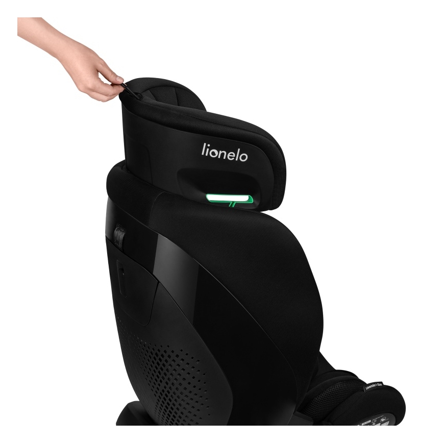 Lionelo - Otočná autosedačka so základňou LAVENDER i-Size 76-150 cm Čierny karbón