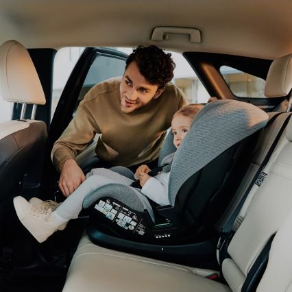 Lionelo - Otočná autosedačka so základňou LAVENDER i-Size 76-150 cm Grey Stone