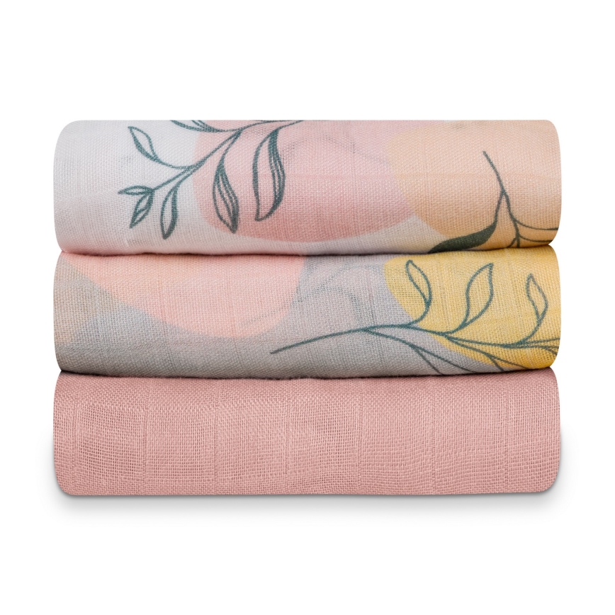 Lionelo - SADA 3x Bambusová plienka BAMBOO SET 70x70 cm Leaf