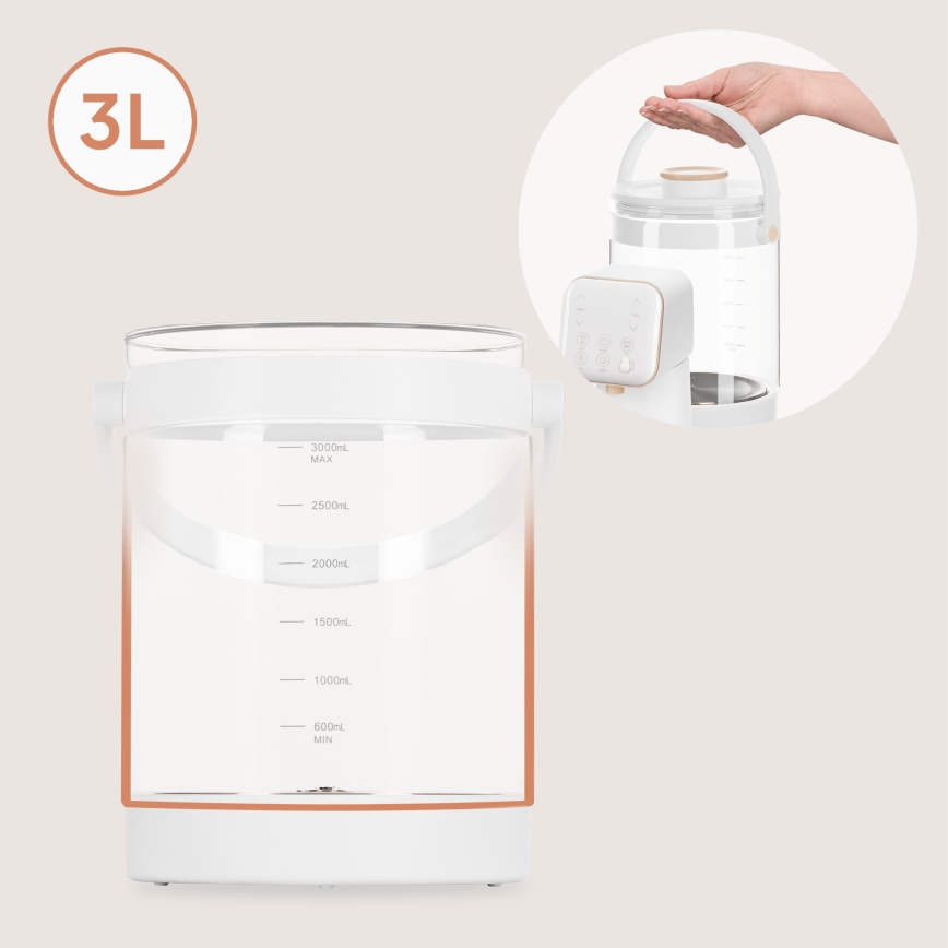 Lionelo - Zariadenie na prípravu dojčenského mlieka BABYPRESTO 2.0 1200W/230V Biele