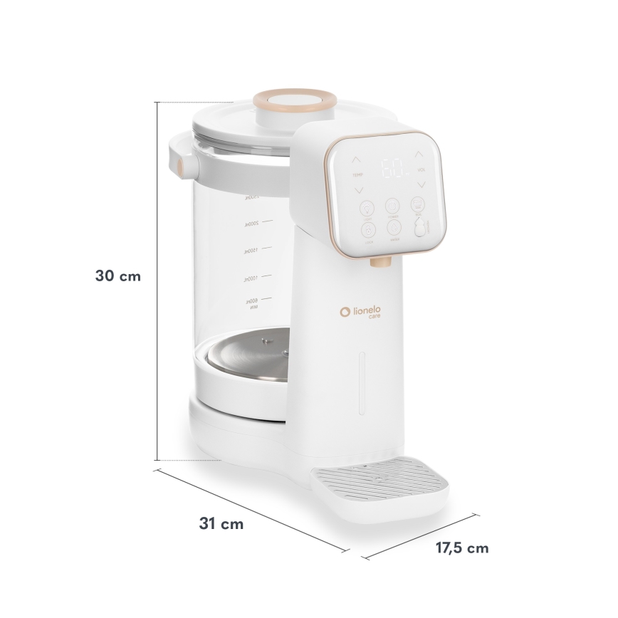 Lionelo - Zariadenie na prípravu dojčenského mlieka BABYPRESTO 2.0 1200W/230V Biele