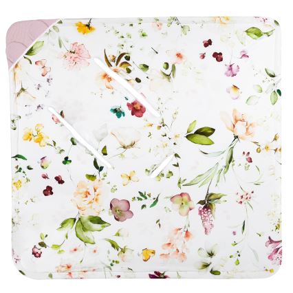 Lionelo - Zavinovačka do autosedačky TRAVEL SWADDLE 90x90 cm Ružový kvet
