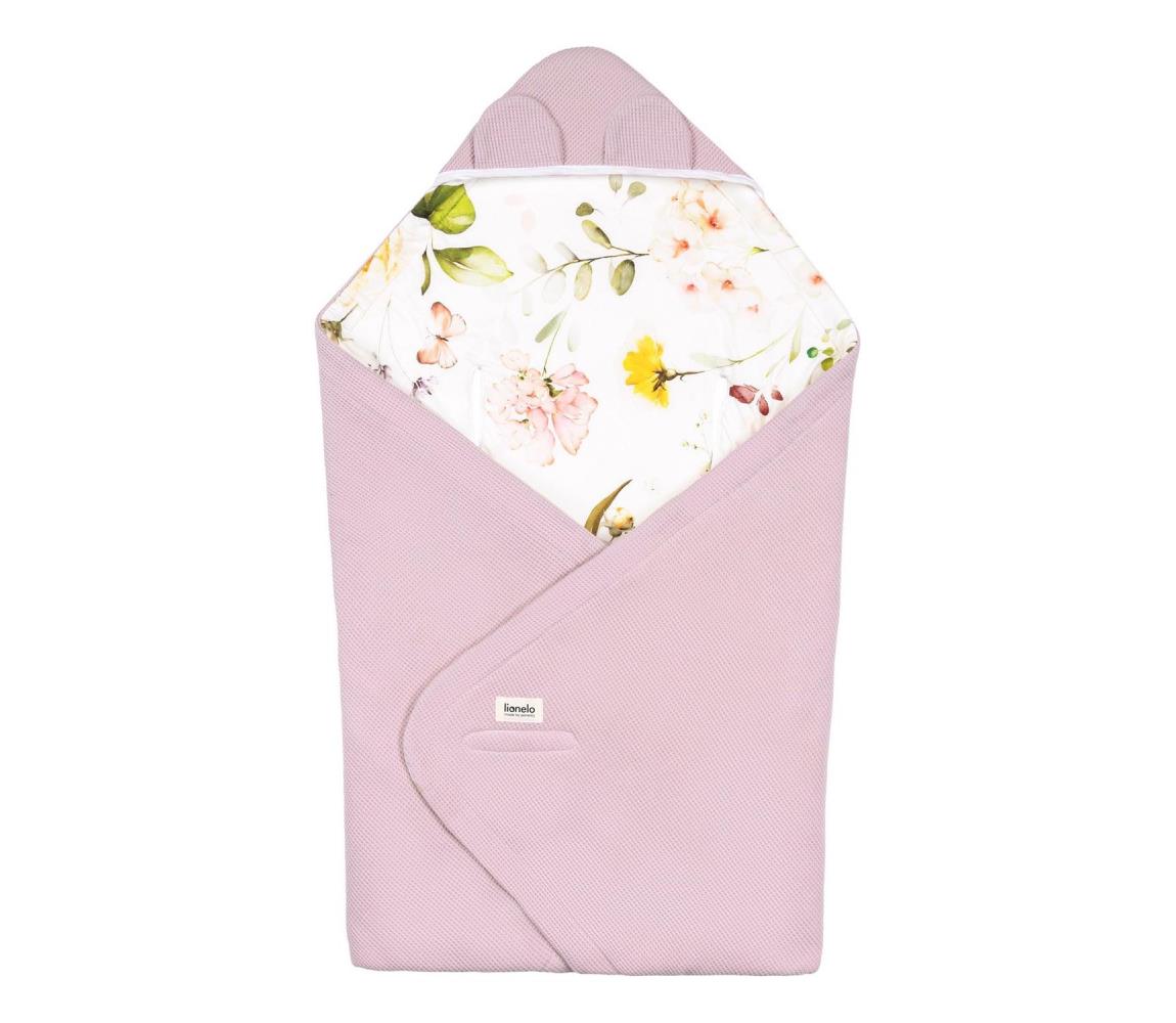 Lionelo - Zavinovačka pre autosedačku TRAVEL SWADDLE 90x90 cm Ružové kvety 5903771720731