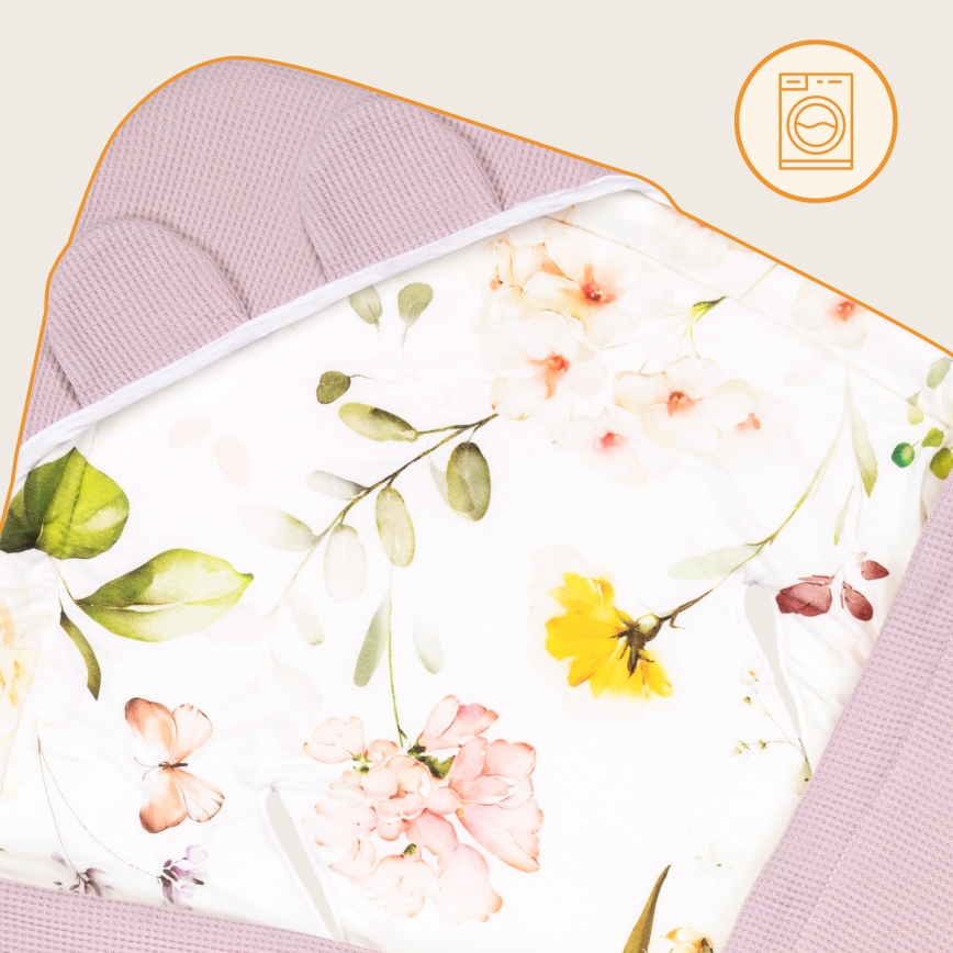 Lionelo - Zavinovačka pre autosedačku TRAVEL SWADDLE 90x90 cm Ružové kvety