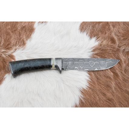 Lovecký damaškový nôž 13,8 cm breza/ťavia kosť