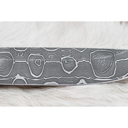 Lovecký damaškový nôž 13,8 cm breza/ťavia kosť