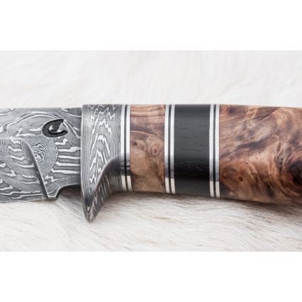 Lovecký damaškový nôž 13 cm topoľ/eben