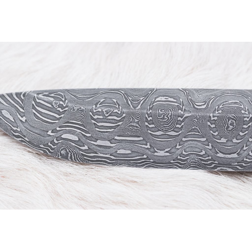 Lovecký damaškový nôž 13 cm topoľ/eben