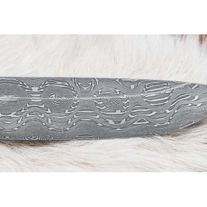 Lovecký damaškový nôž 13 cm topoľ/eben