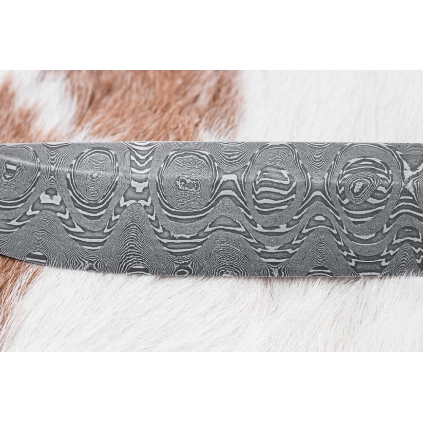Lovecký damaškový nôž 14,5 cm jelša/serpentinit