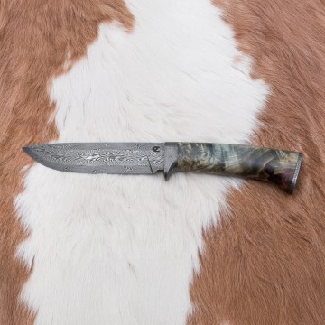 Lovecký damaškový nôž 14 cm gaštan