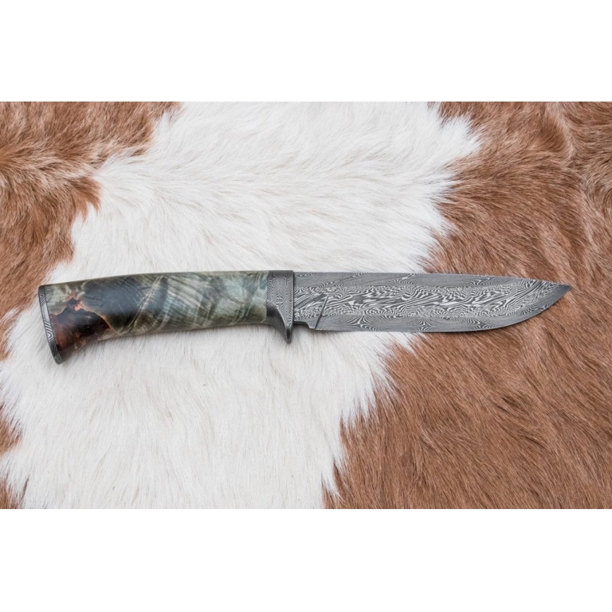 Lovecký damaškový nôž 14 cm gaštan