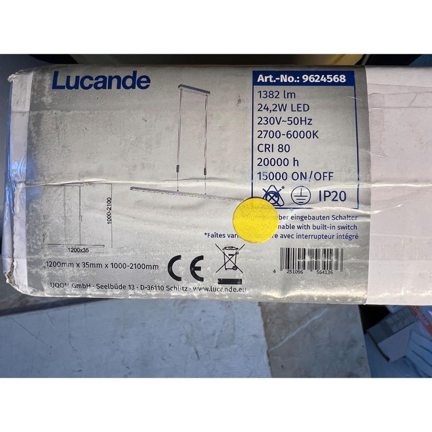 Lucande - LED Stmievateľný luster na lanku MYRON LED/24,2W/230V 2700-6000K