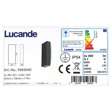 Lucande - LED Vonkajšie nástenné svietidlo CORDA 2xLED/3W/230V IP54