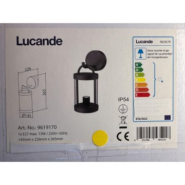 Lucande - Vonkajšie nástenné svietidlo CASSIAN 1xE27/60W/230V IP54