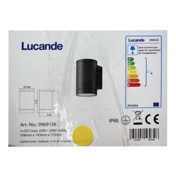Lucande - Vonkajšie nástenné svietidlo THOMKE 1xE27/25W/230V IP65