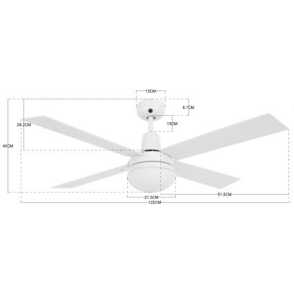 Lucci Air 210339 - Stropný ventilátor AIRFUSION QUEST 1xE27/60W/230V biela/drevo + diaľkové ovládanie