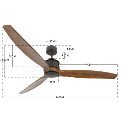 Lucci air 210507 - Stropný ventilátor AIRFUSION AKMANI paulovnia/čierna + diaľkové ovládanie