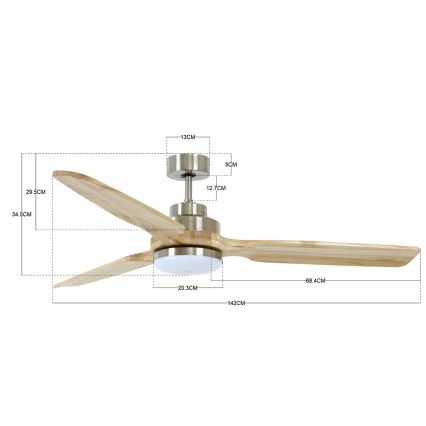 Lucci air 213053 - LED Stropný ventilátor SHOALHAVEN GX53/17W/230V paulovnia/matný chróm + diaľkové ovládanie