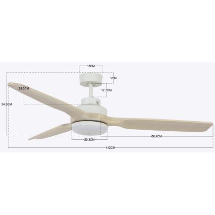 Lucci air 213055 - LED Stropný ventilátor SHOALHAVEN GX53/17W/230V paulovnia/biela + diaľkové ovládanie