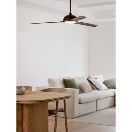 Lucci air 213301- LED Stmievateľný stropný ventilátor UNIONE 1xGX53/12W/230V hnedá/lesklý chróm + diaľkové ovládanie