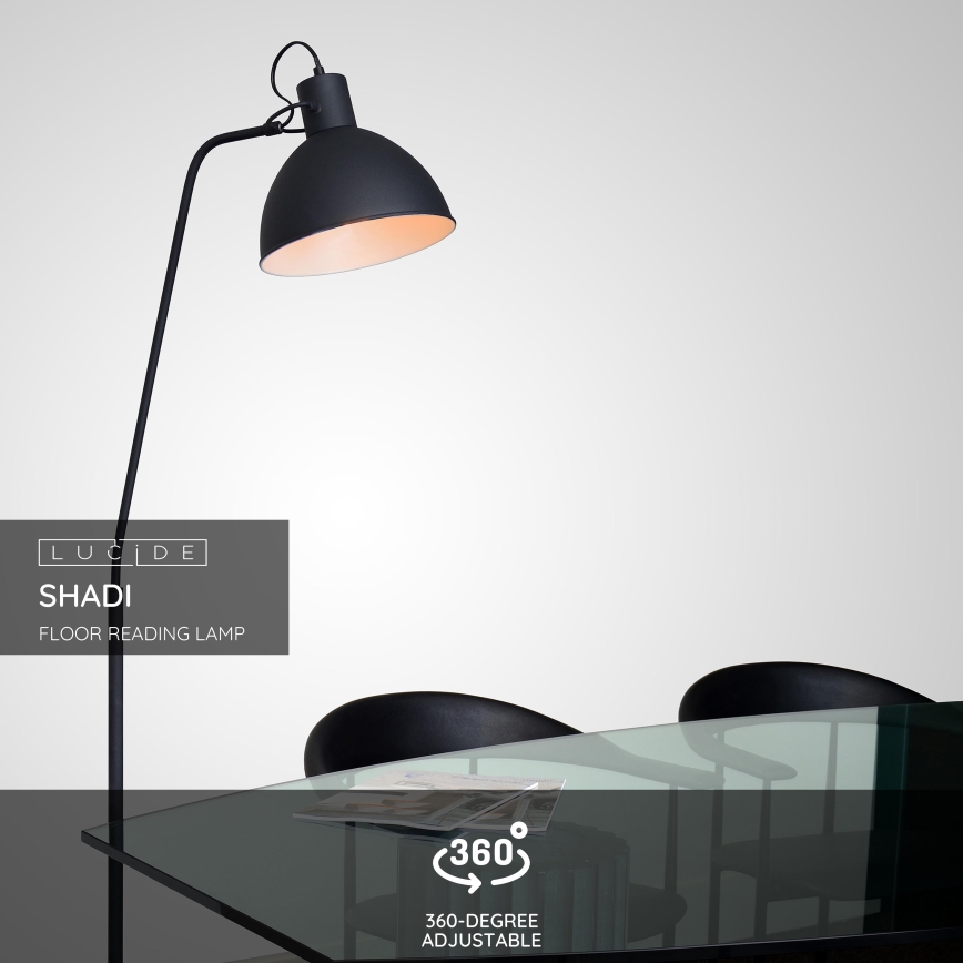 Lucide 03717/01/30 - Stojacia lampa SHADI 1xE27/60W/230V čierna