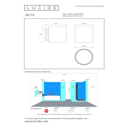 Lucide 04203/01/30 - Kúpeľňové nástenné svietidlo JELTE 1xG9/33W/230V IP44