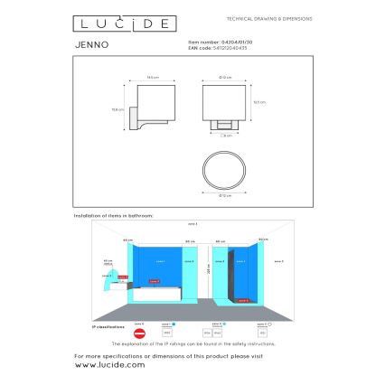 Lucide 04204/01/30 - Kúpeľňové nástenné svietidlo JENNO 1xG9/33W/230V IP44