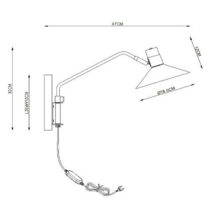 Lucide 05228/01/30 - Stmievateľná nástěnná lampa PEPIJN 1xE14/40W/230V