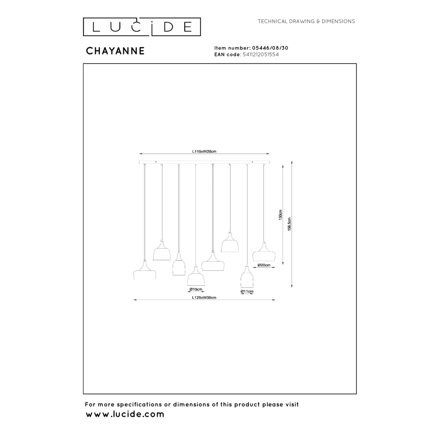 Lucide 05446/08/30 - Luster na lane CHAYANNE 8xE14/10W/230V