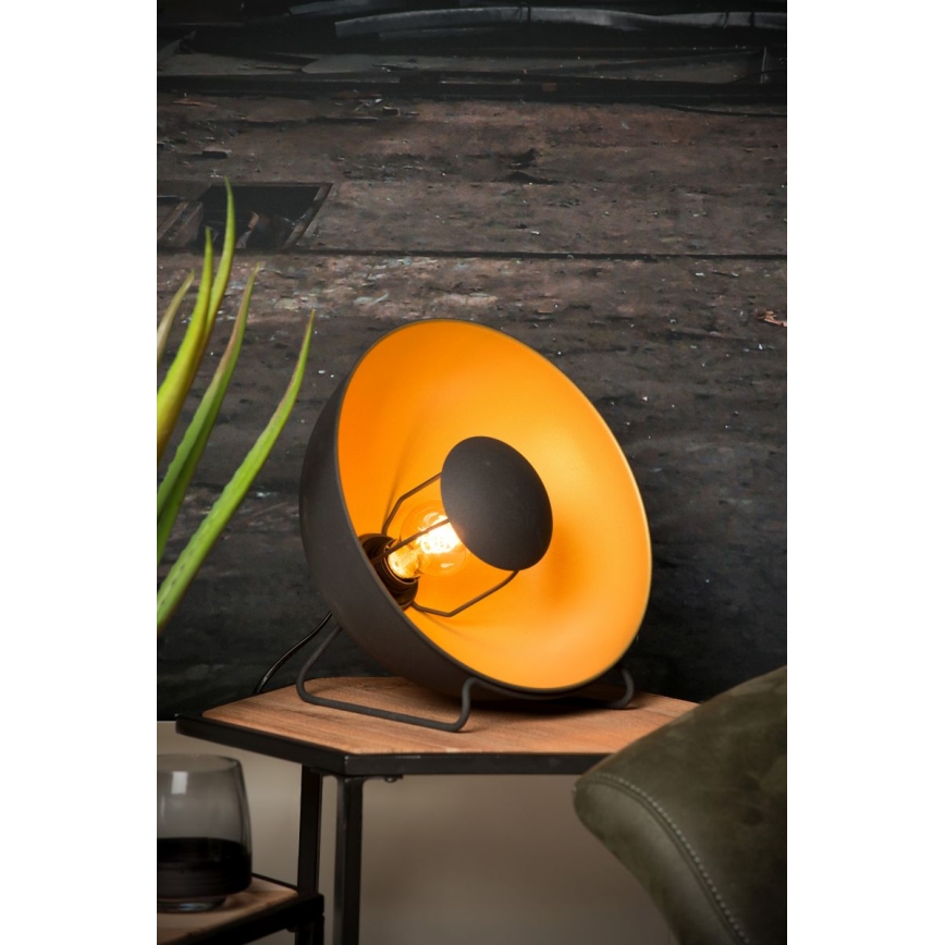 Lucide 05530/31/30 - Stolná lampa ALVARO 1xE27/40W/230V pr. 31 cm čierna/zlatá